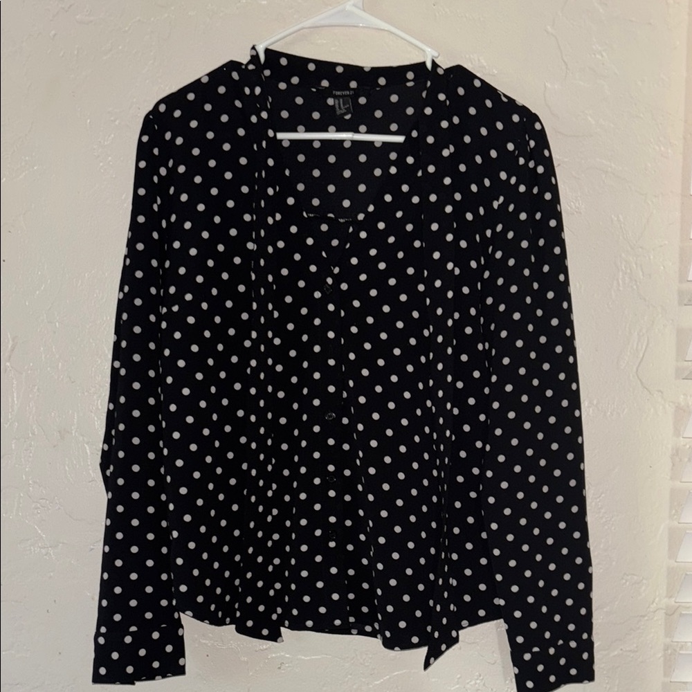 Forever 21 Black and White Polka Dot Blouse